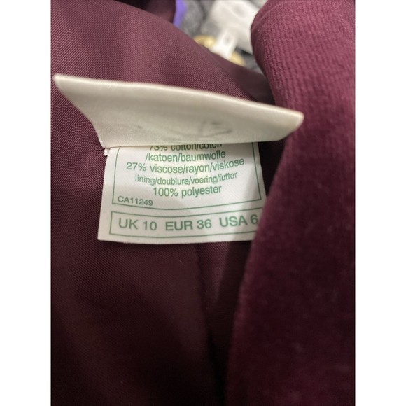 Laura Ashley Vintage Burgundy Velvet Drop Waist Long Dress Scalloped Neckline 6 - Picture 9 of 9